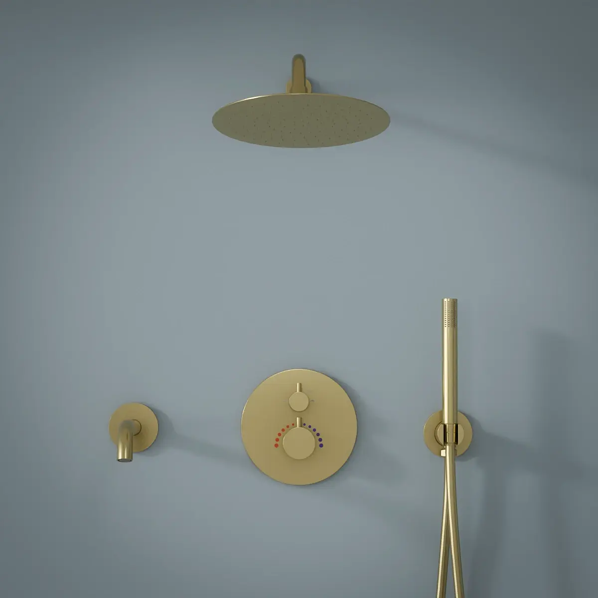 Composition bain douche thermostatique encastrée doré brossé, Châtelet