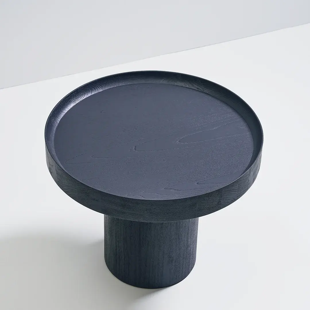 Desserte de salle de bain ronde en bois Ink Grey, 60X47.5 D'O 