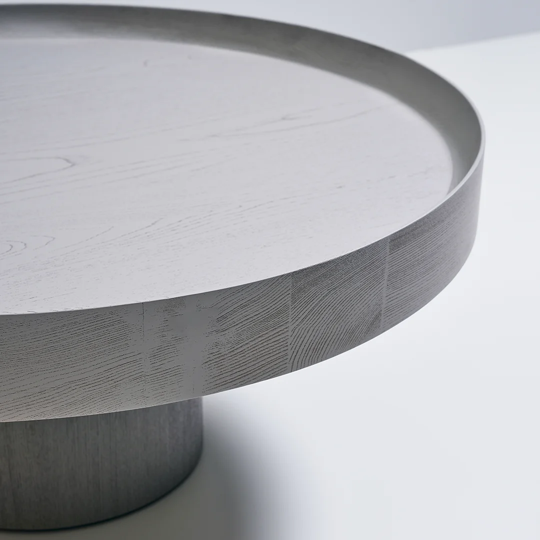 Desserte de salle de bain ronde en bois Smoky grey, 73X32.5 D'O 