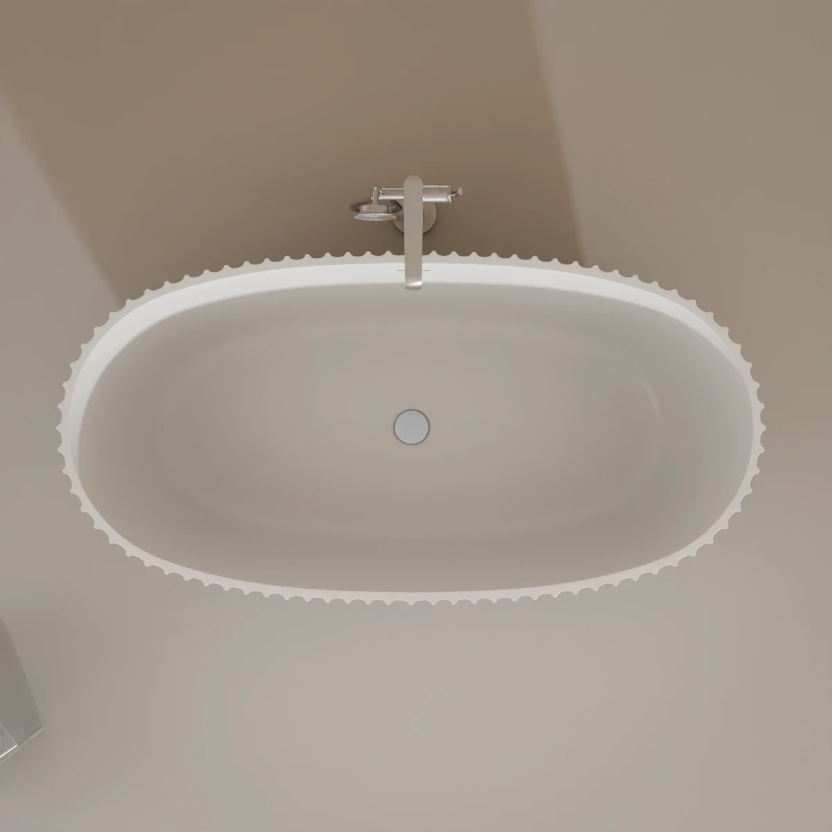 Baignoire ilot cannelée blanc mat 170x85 cm, Prince 