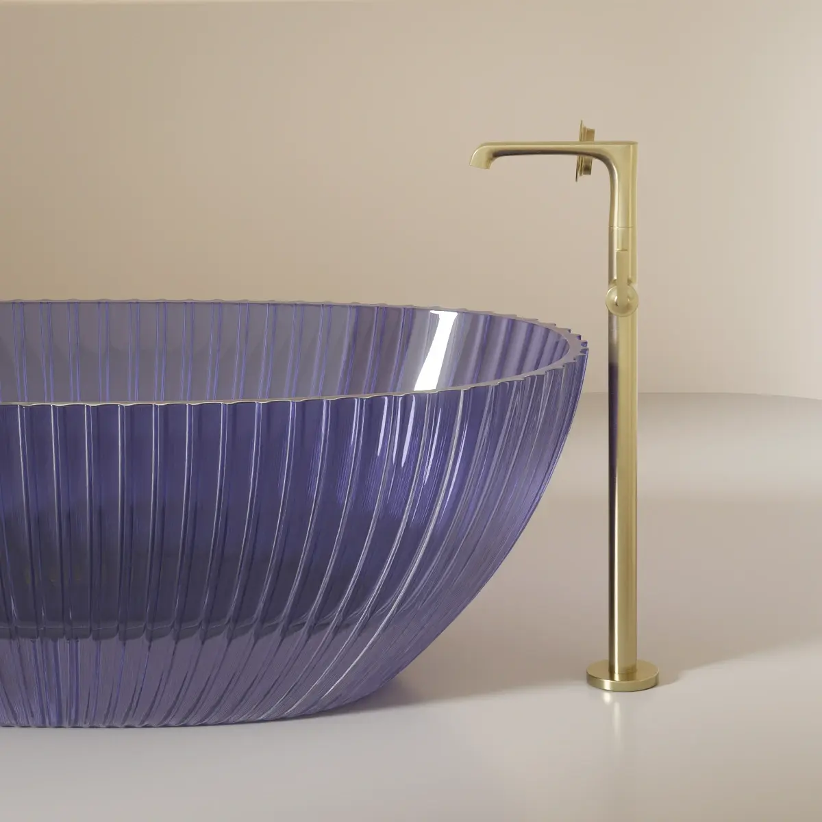 Baignoire îlot cannelée transparente, couleur Purple, 170x85x58, Prince 