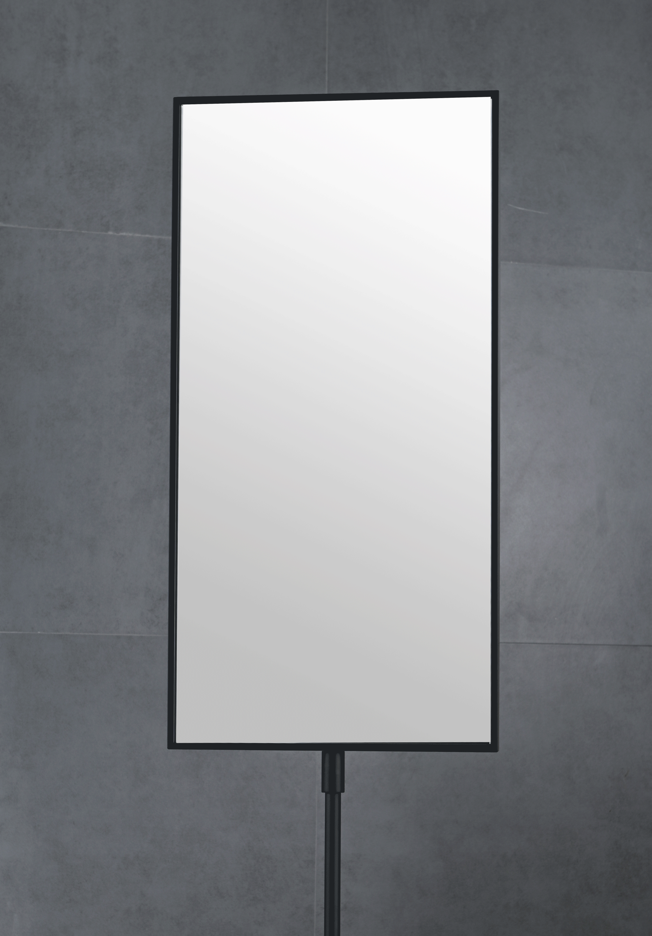 Miroir fixation sur plan 40x80 avec tube réglable 60cm, noir mat, Chatelet