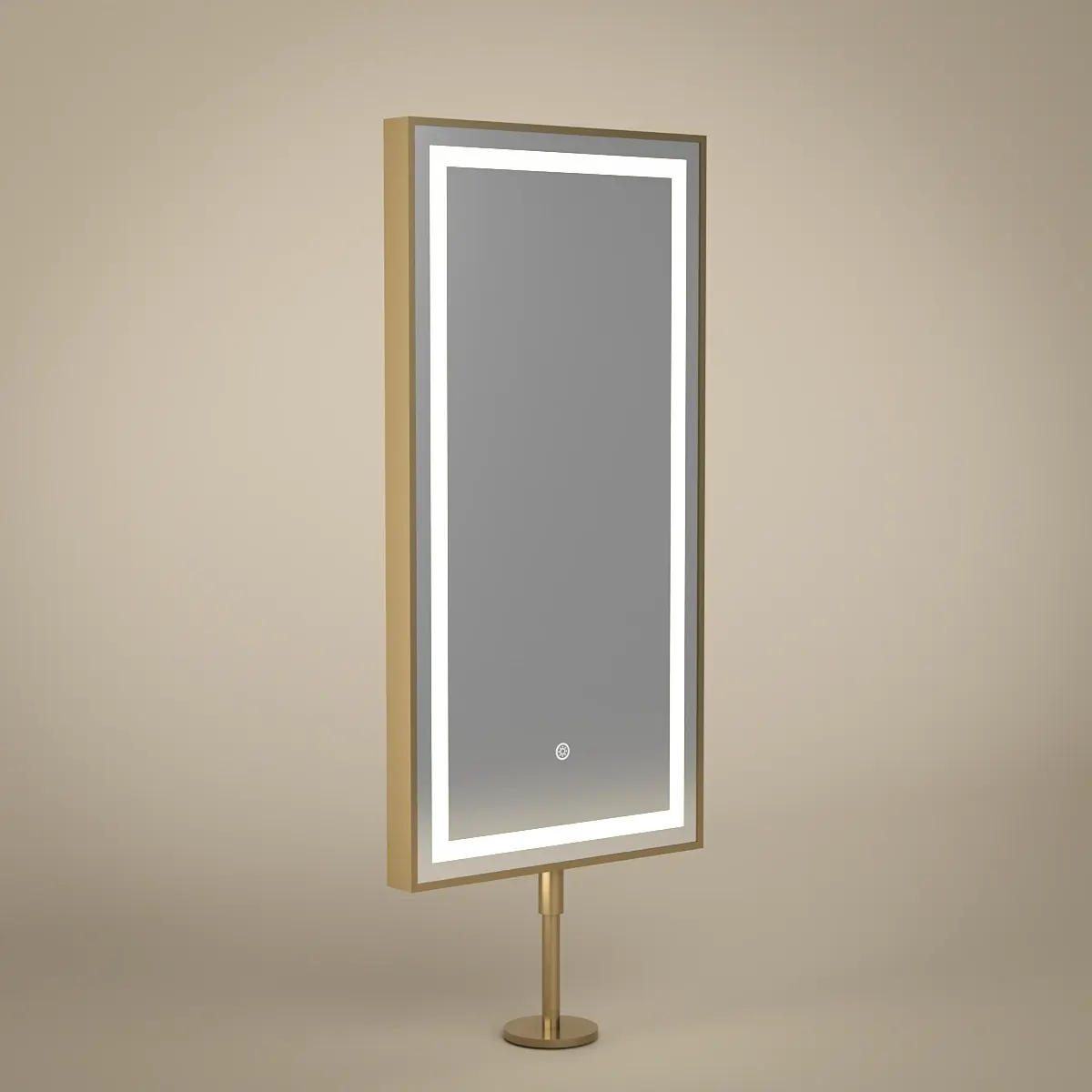 Miroir sur plan avec éclairage led et anti-buée, 40x80cm, doré brossé, Chatelet