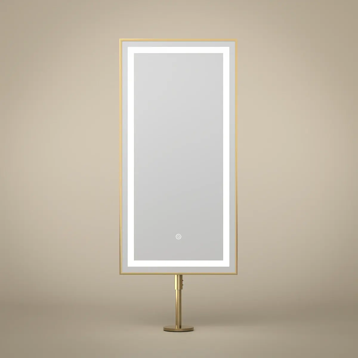 Miroir sur plan avec éclairage led et anti-buée, 40x80cm, doré brossé, Chatelet
