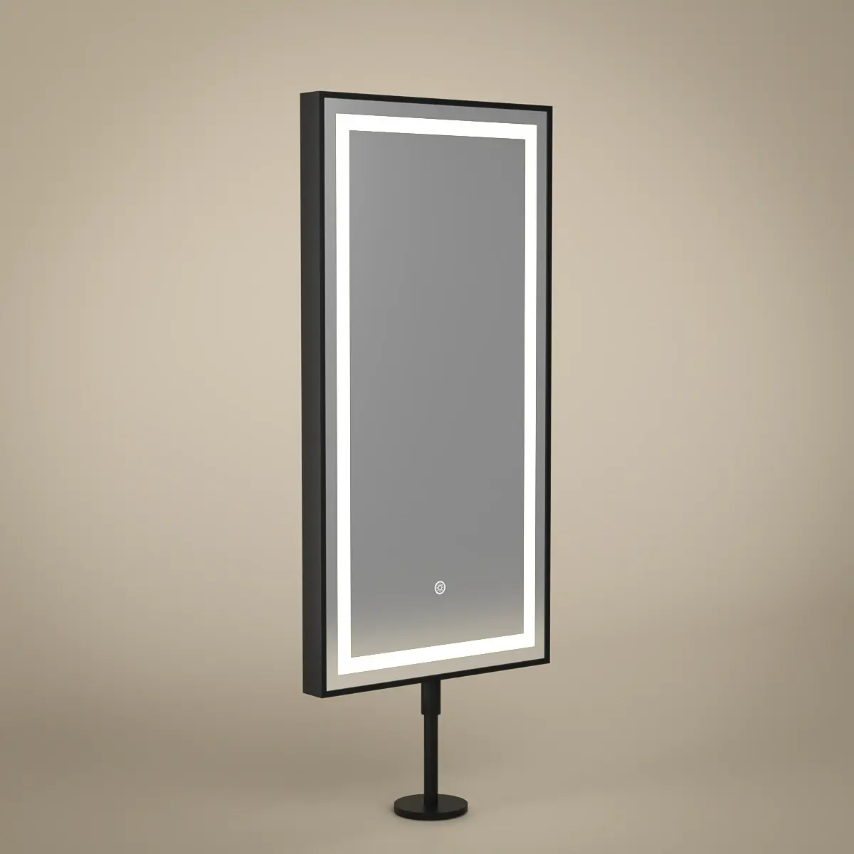 Miroir sur plan avec éclairage led et anti-buée, 40x80cm, noir mat, Chatelet
