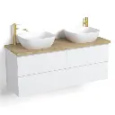 Meuble salle de bain blanc mat 140 cm, One, 6 couleurs de plateau.webp