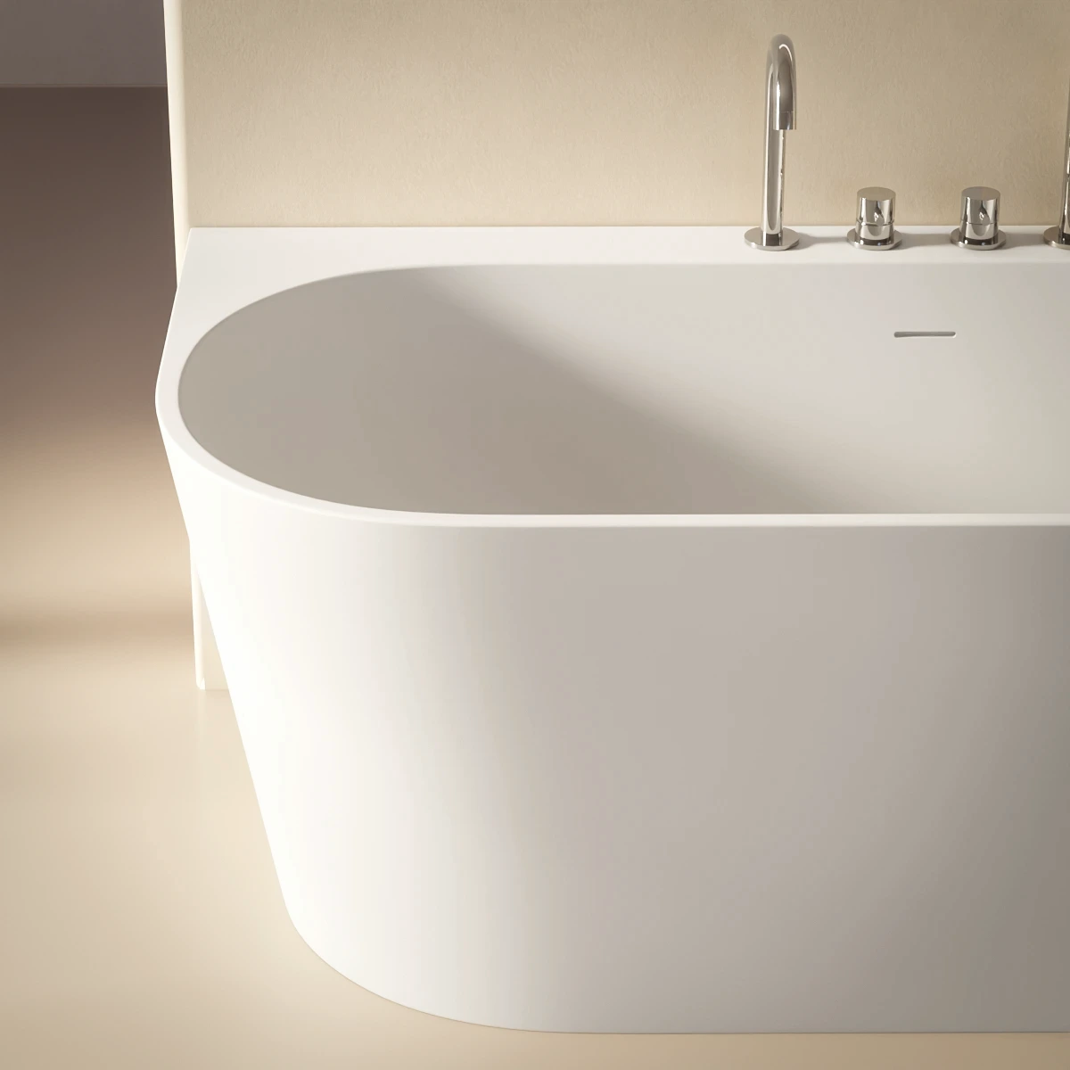 Baignoire murale, avec plhttps://www.masalledebain.com/odoo/product.template/316714#age de robinetterie, 160 ou170 cm, acrylique mat, Milos 