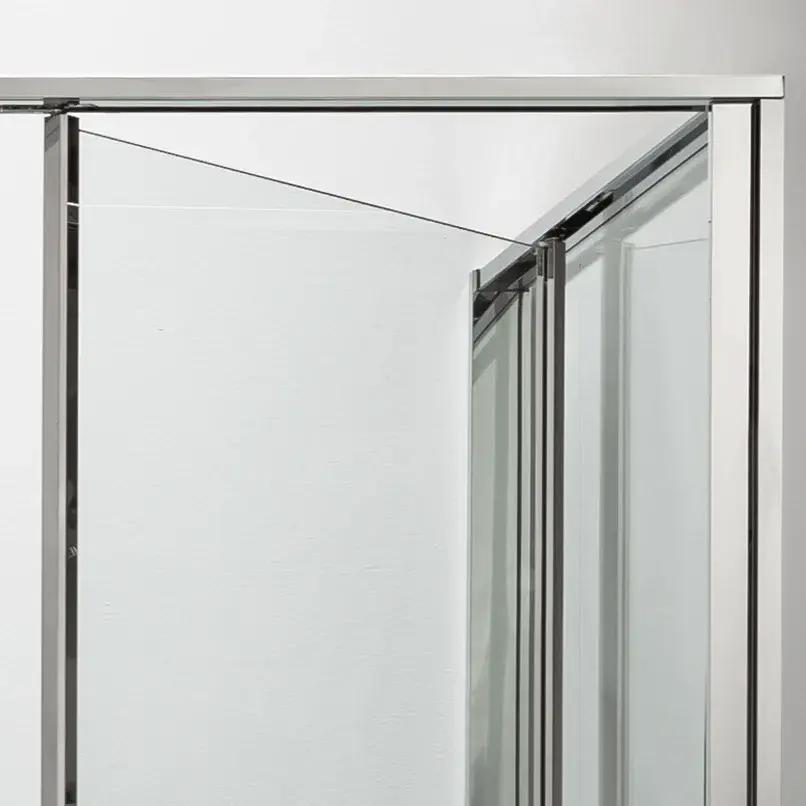 Cabine de douche d'angle Gauche, grande ouverture intérieure, Chrome, Gratia