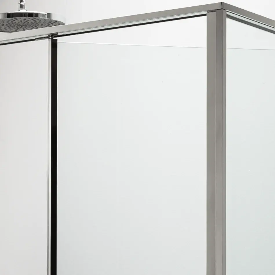 Cabine de douche d'angle Gauche, grande ouverture intérieure, Chrome, Gratia