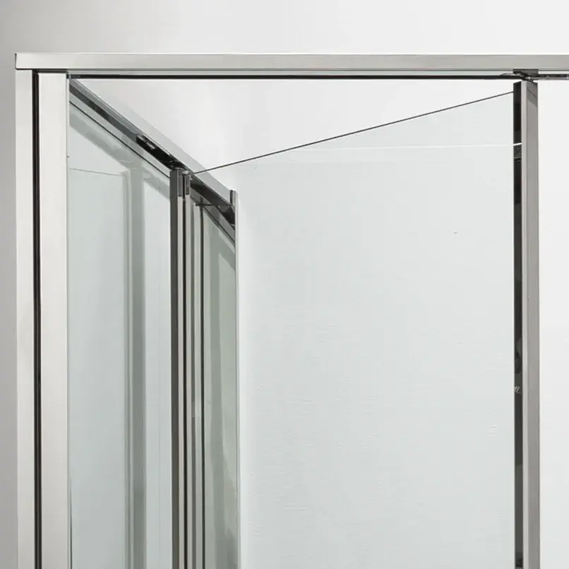 Cabine de douche d'angle Droite, grande ouverture intérieure, Chrome, Gratia 