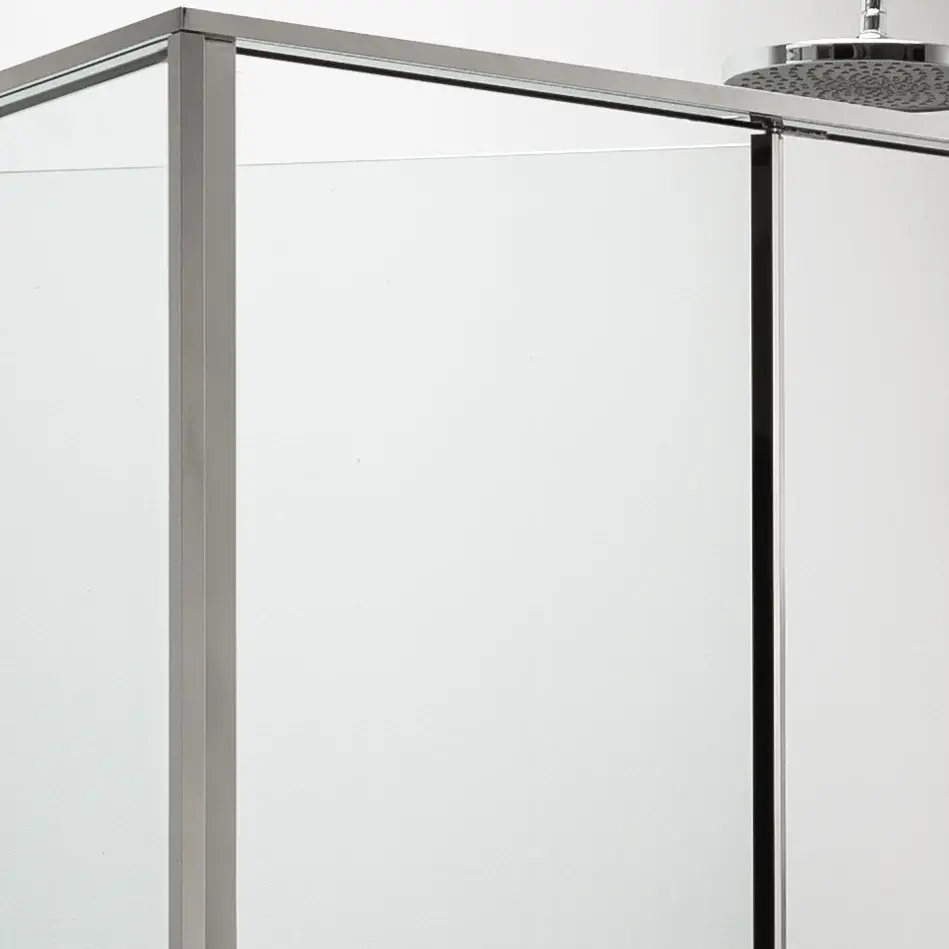 Cabine de douche d'angle Droite, grande ouverture intérieure, Chrome, Gratia 