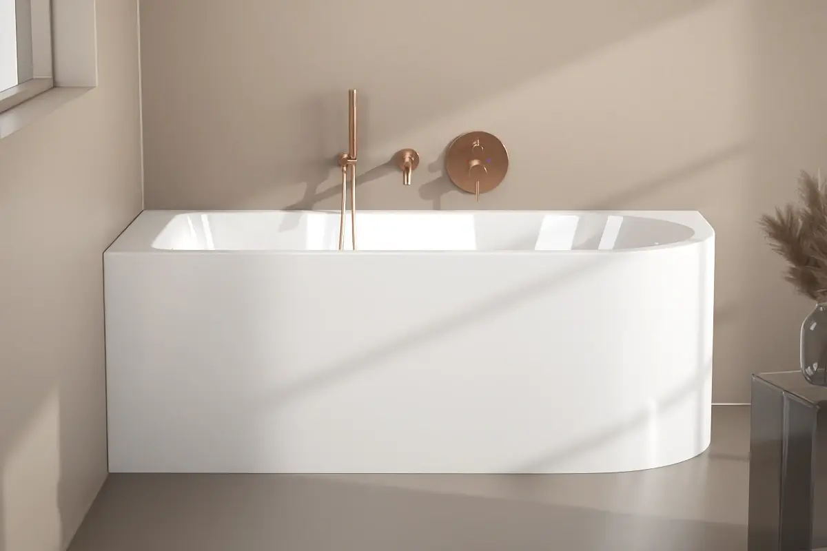 Baignoire îlot Kos finition brillante, angle gauche