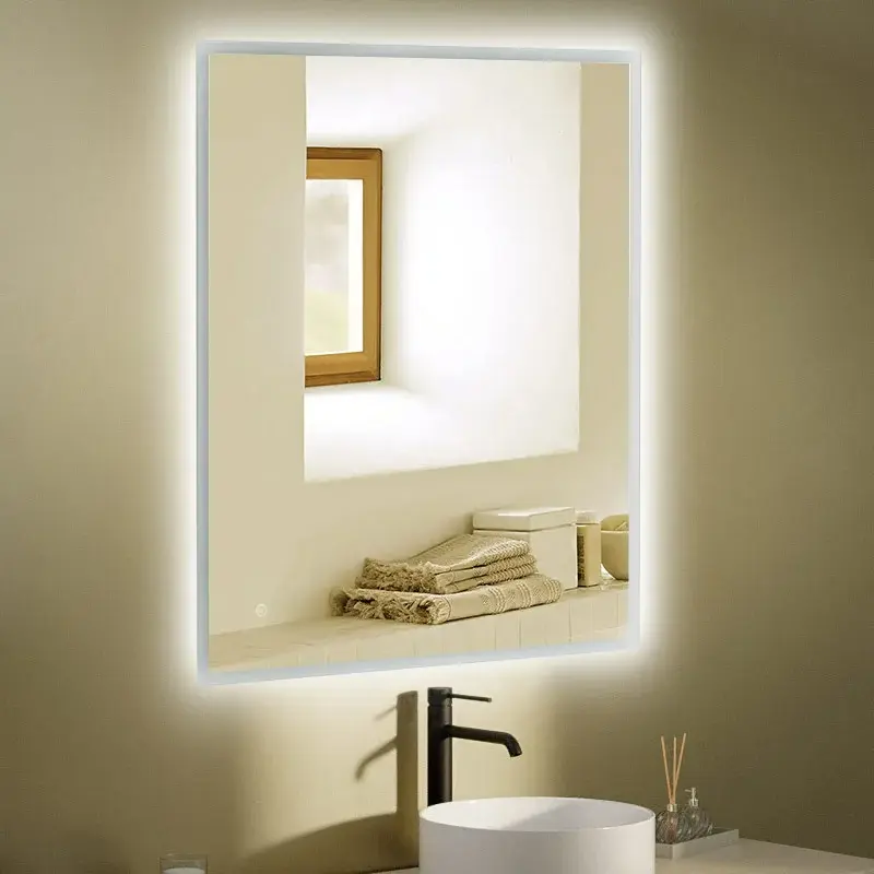 Miroir Rectangulaire 100X80 sans cadre éclairage frontal Led, Sofia 