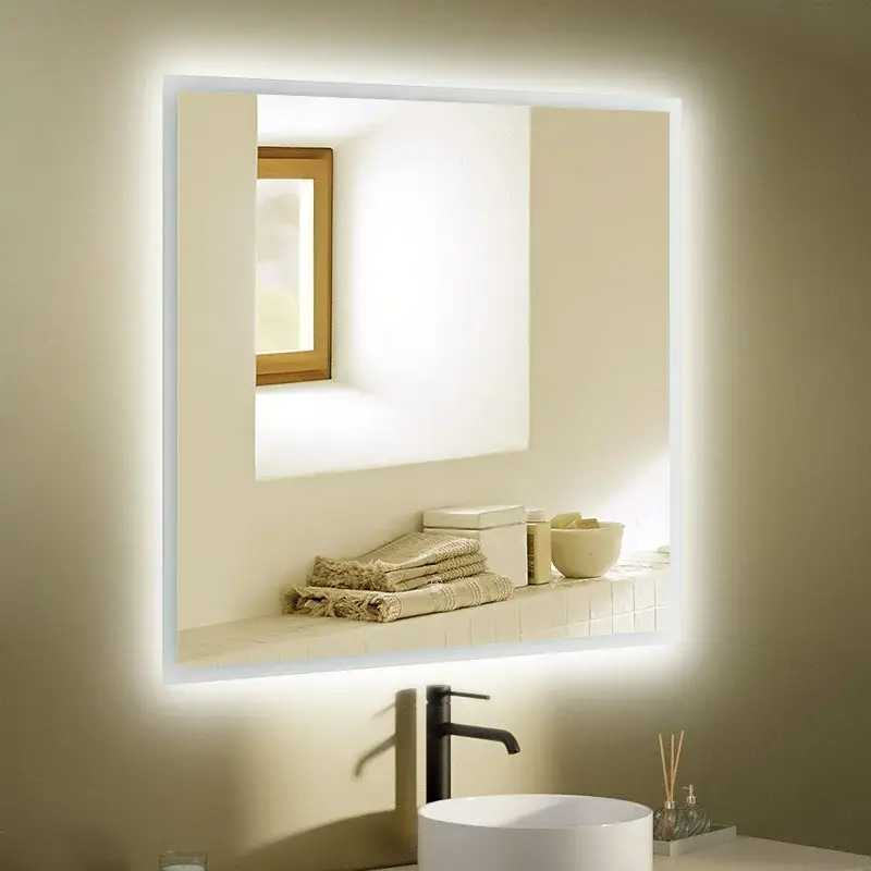 Miroir 80x80cm, éclairage frontal et rétroéclairage, Sofia
