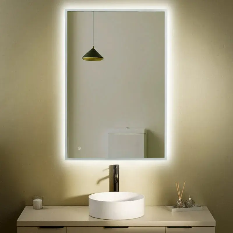 Miroir sans cadre LED 120x80 avec double éclairage – Fixation horizontale ou verticale