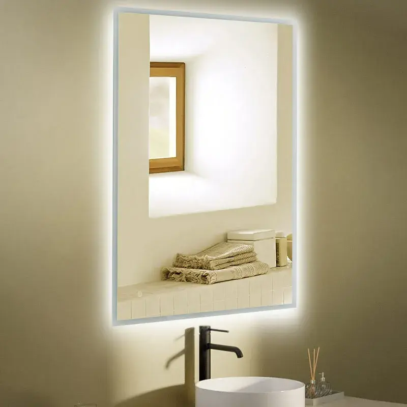 Miroir 120x80cm horizontal ou vertical, éclairage frontal et rétroéclairage, Sofia