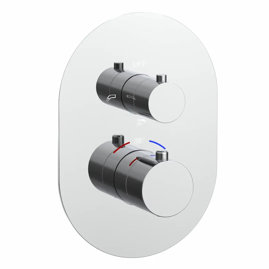 Composition mitigeur de douche thermostatique encastré chromé, Châtelet