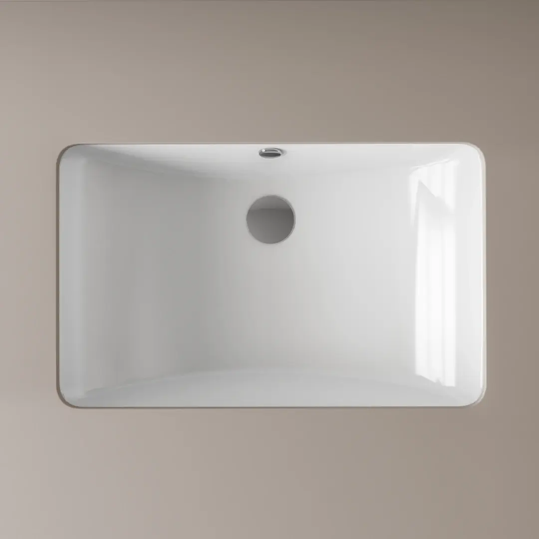 Vasque à encastrer par dessous 59x38 cm rectangulaire, céramique