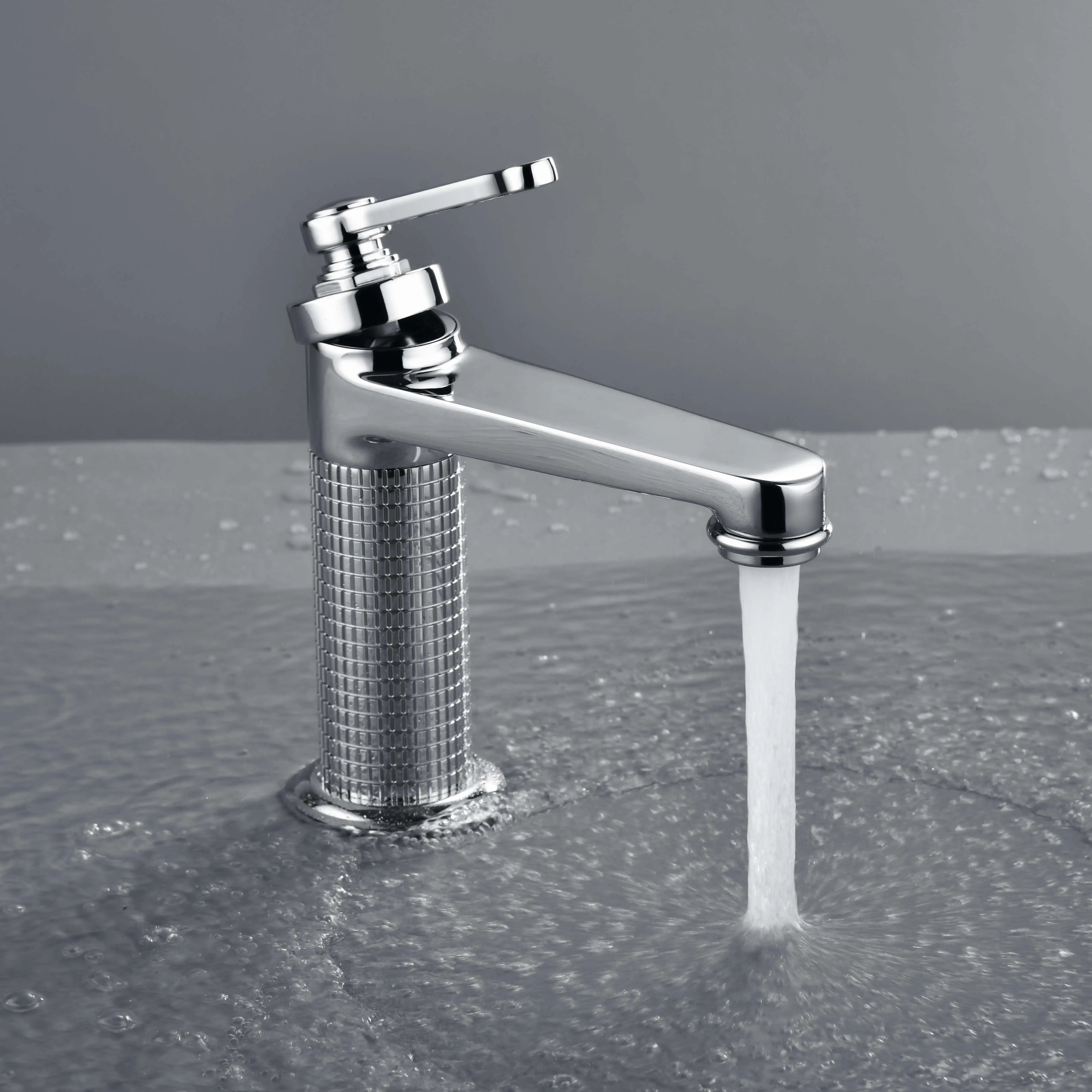 Mitigeur lavabo cannelé, Chrome, César 