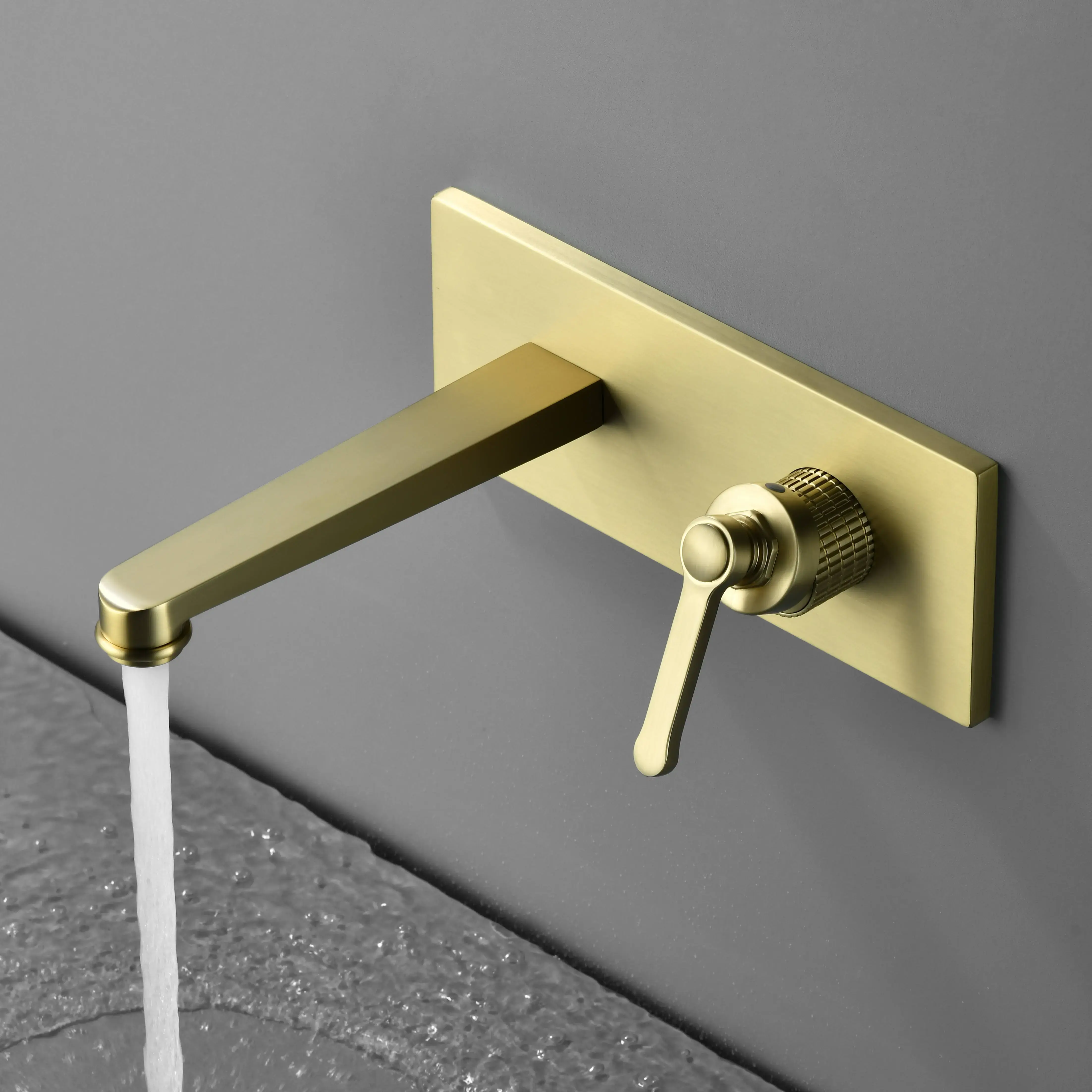 Mitigeur lavabo encastré, Doré brossé, César