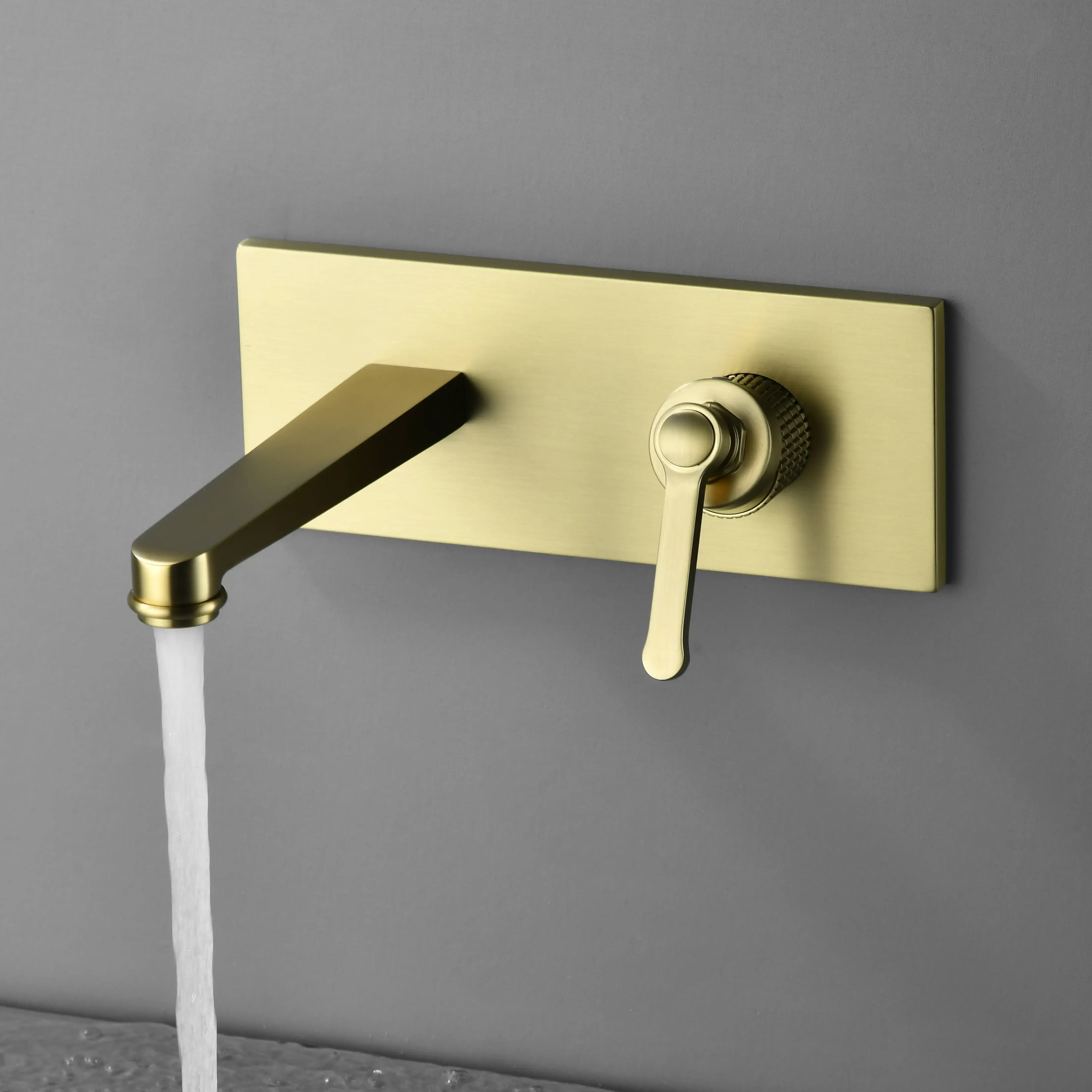 Mitigeur lavabo encastré, Doré brossé, César