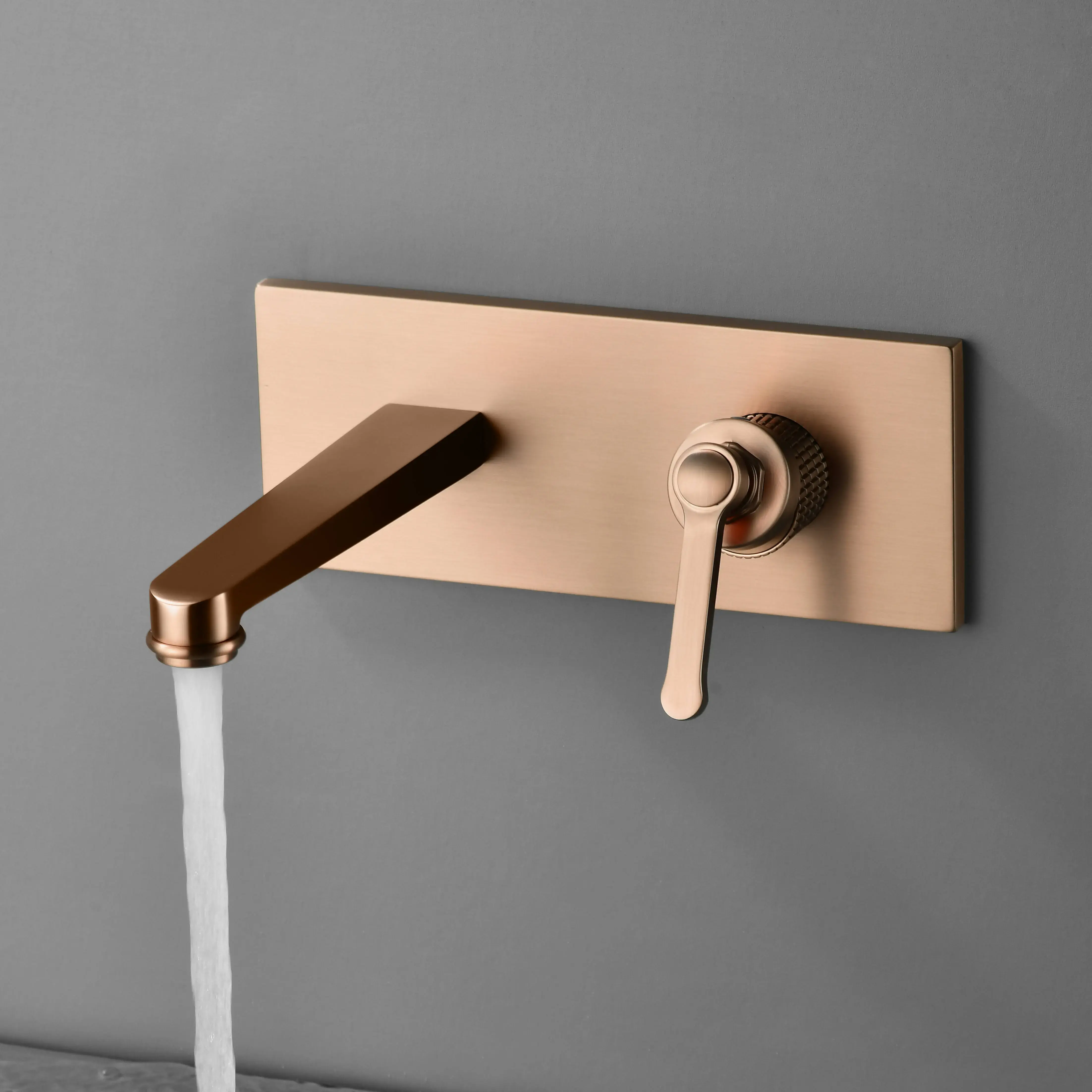 Mitigeur lavabo encastré, Doré Rose brossé, César 