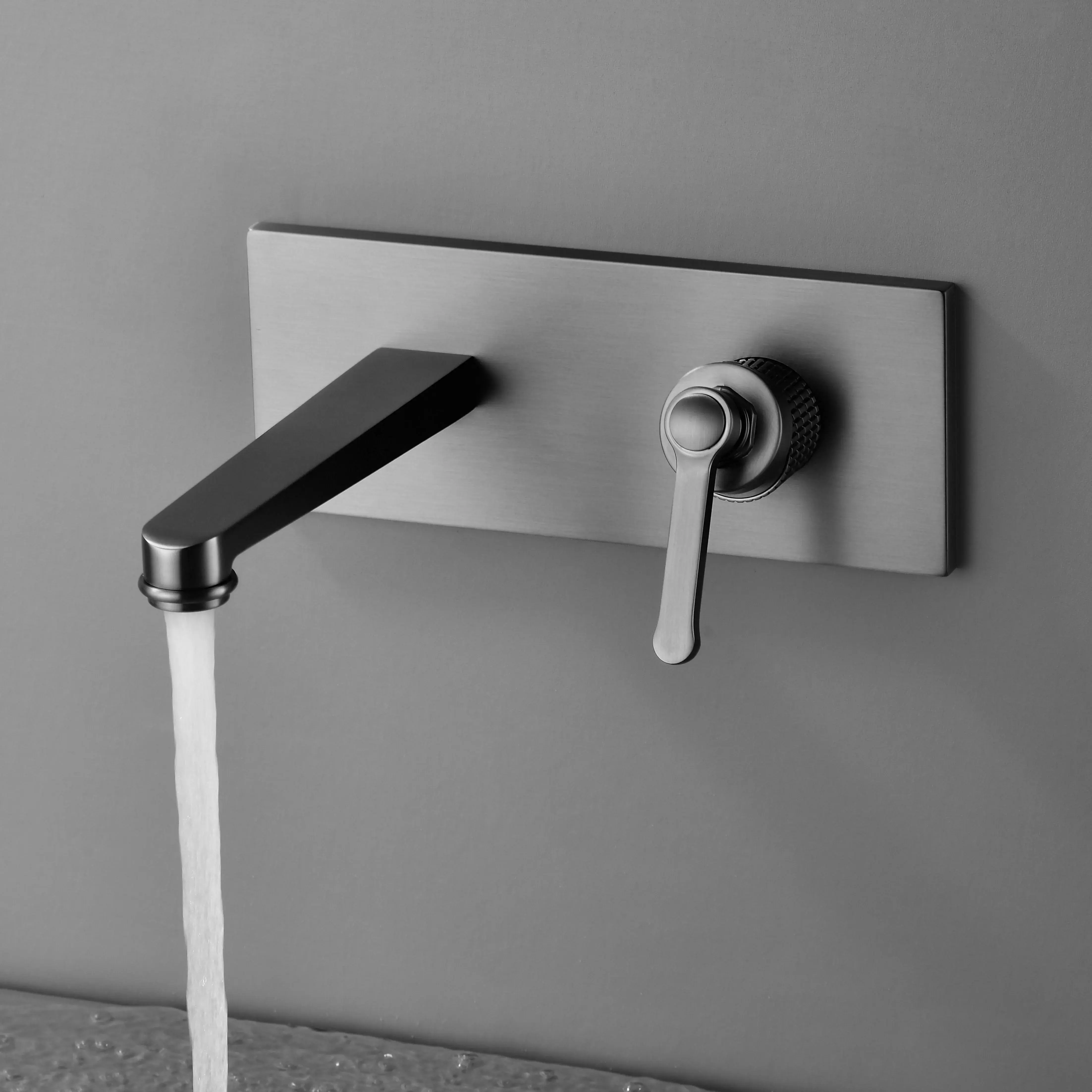 Mitigeur lavabo encastré, Gun métal, César