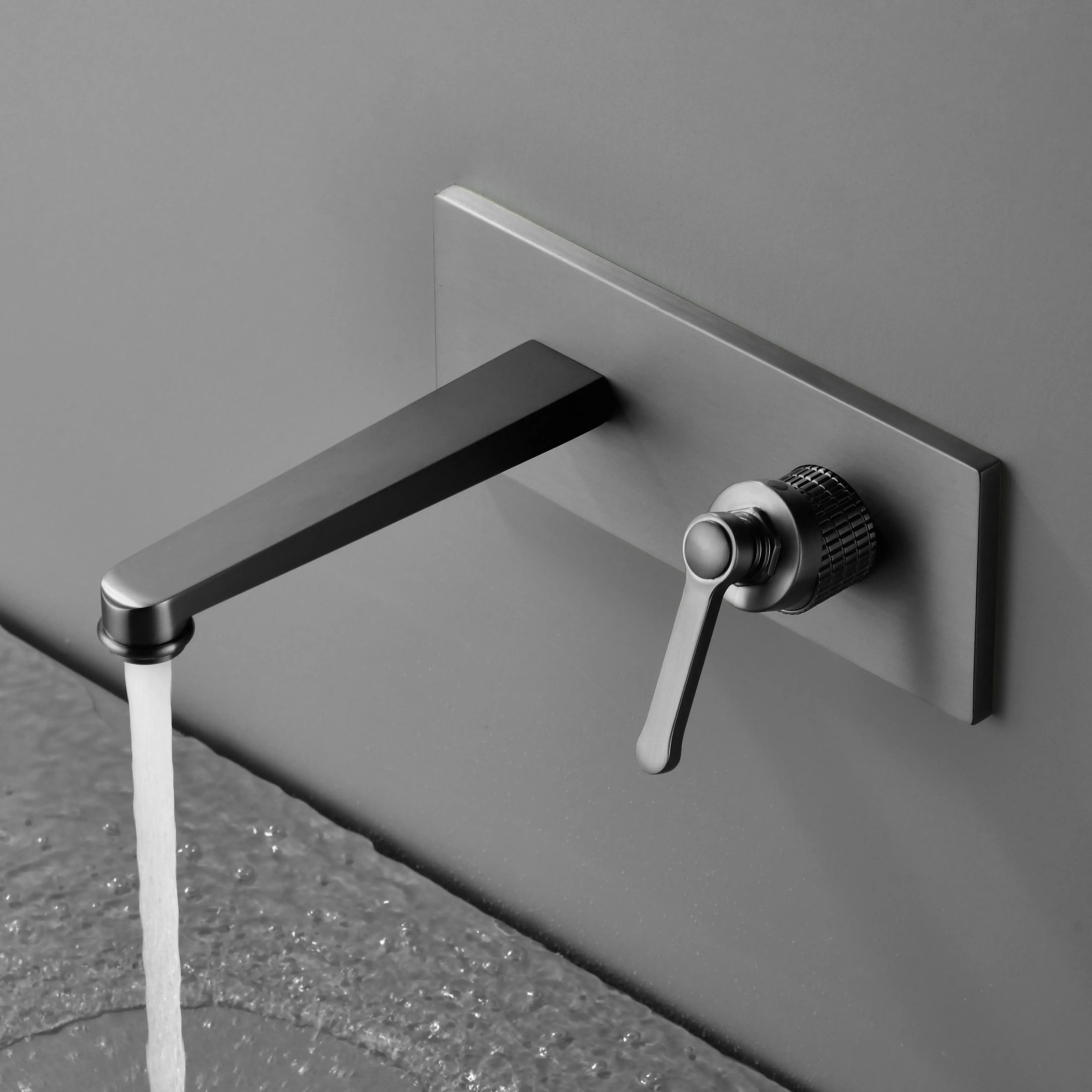 Mitigeur lavabo encastré, Gun métal, César
