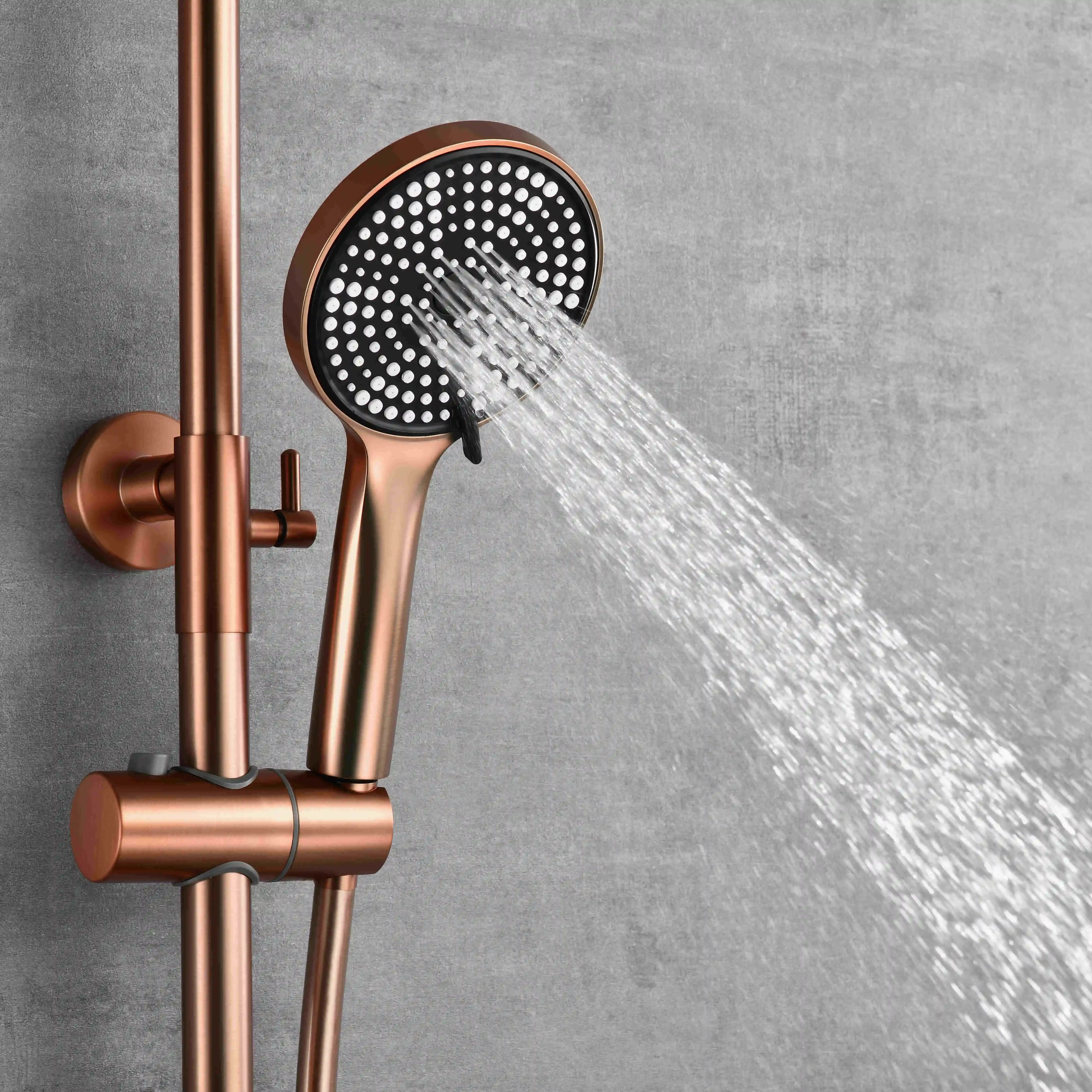 Colonne de douche et bain douche cannelée, Doré Rose Brossé, César   