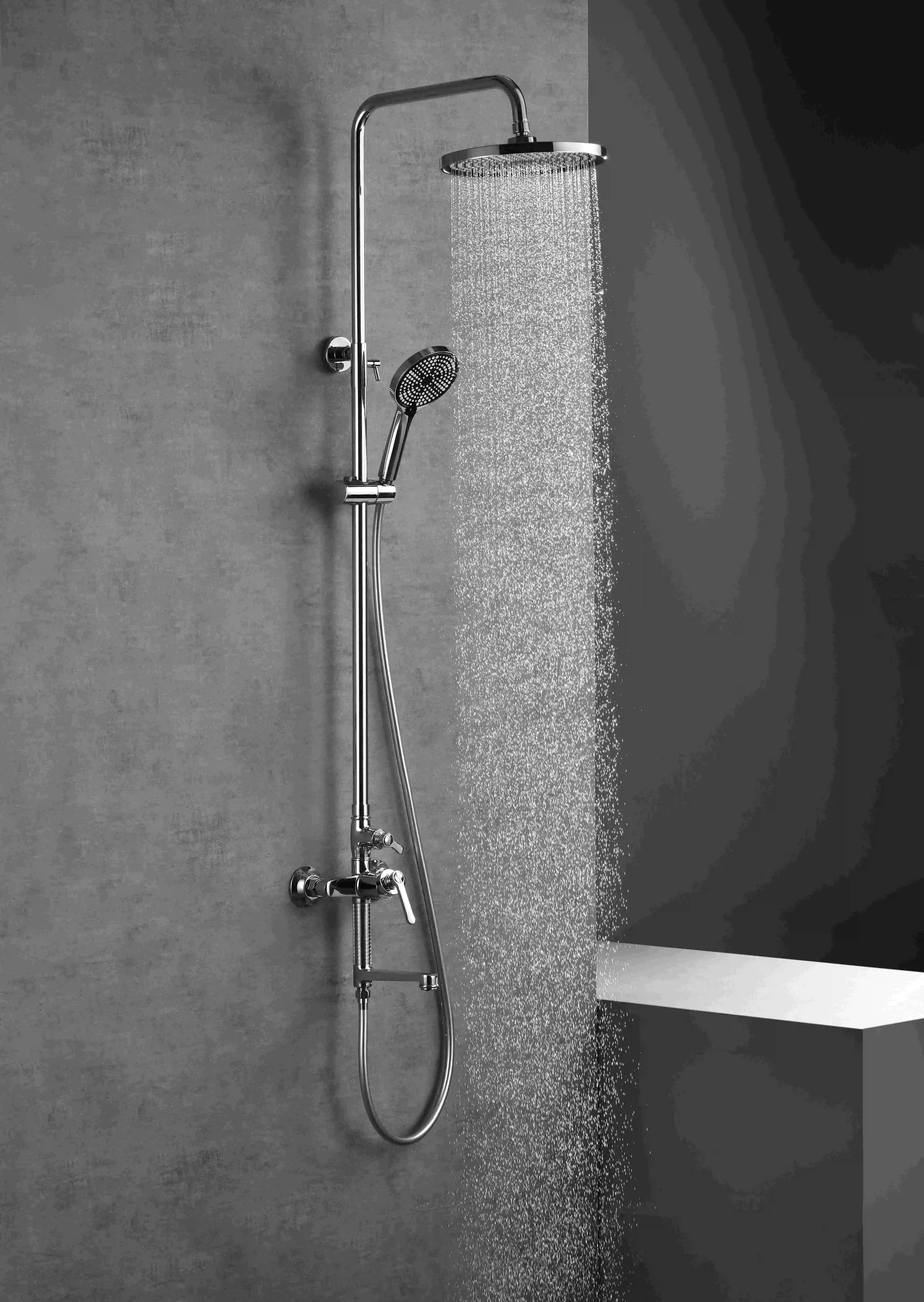 Colonne de douche et bain douche cannelée, Chrome, César 