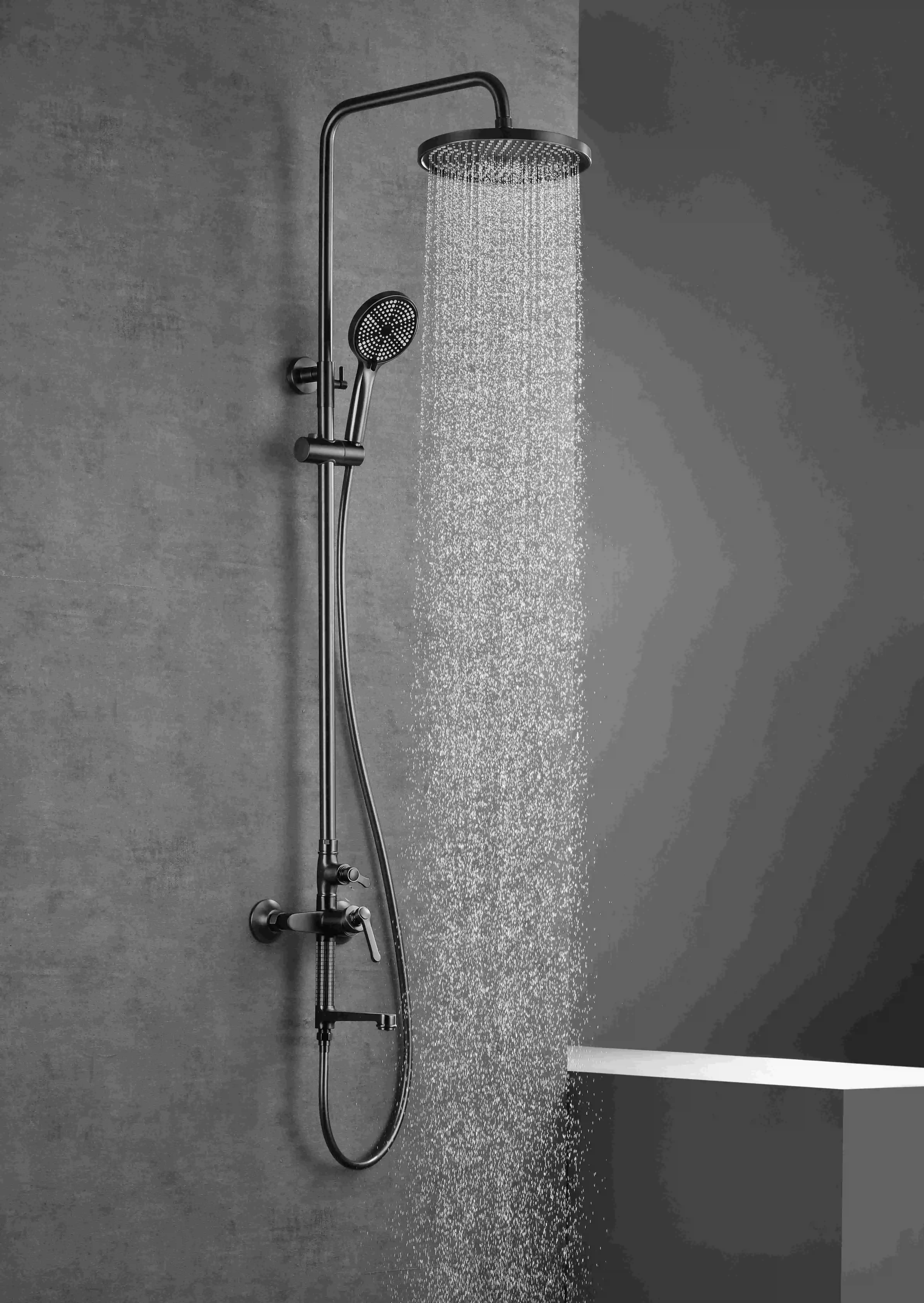 Colonne de douche et bain douche cannelée, Gun métal, César
