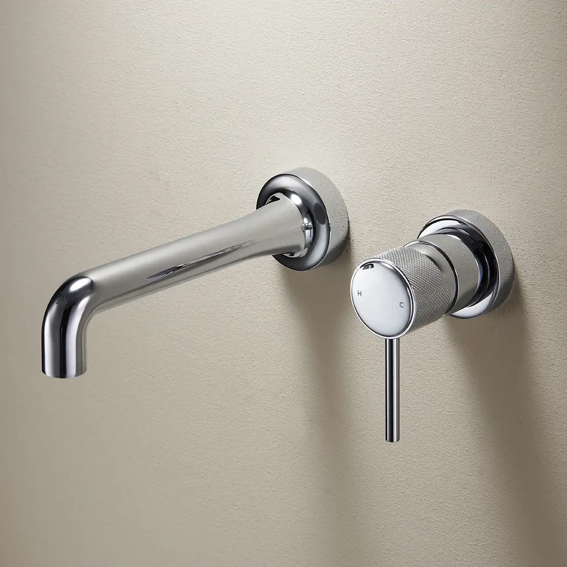 Robinet mitigeur lavabo mural encastré chromé, Bruma