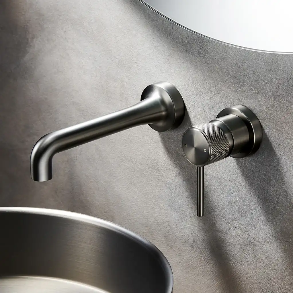 Robinet mitigeur lavabo mural encastré Gun métal, Bruma