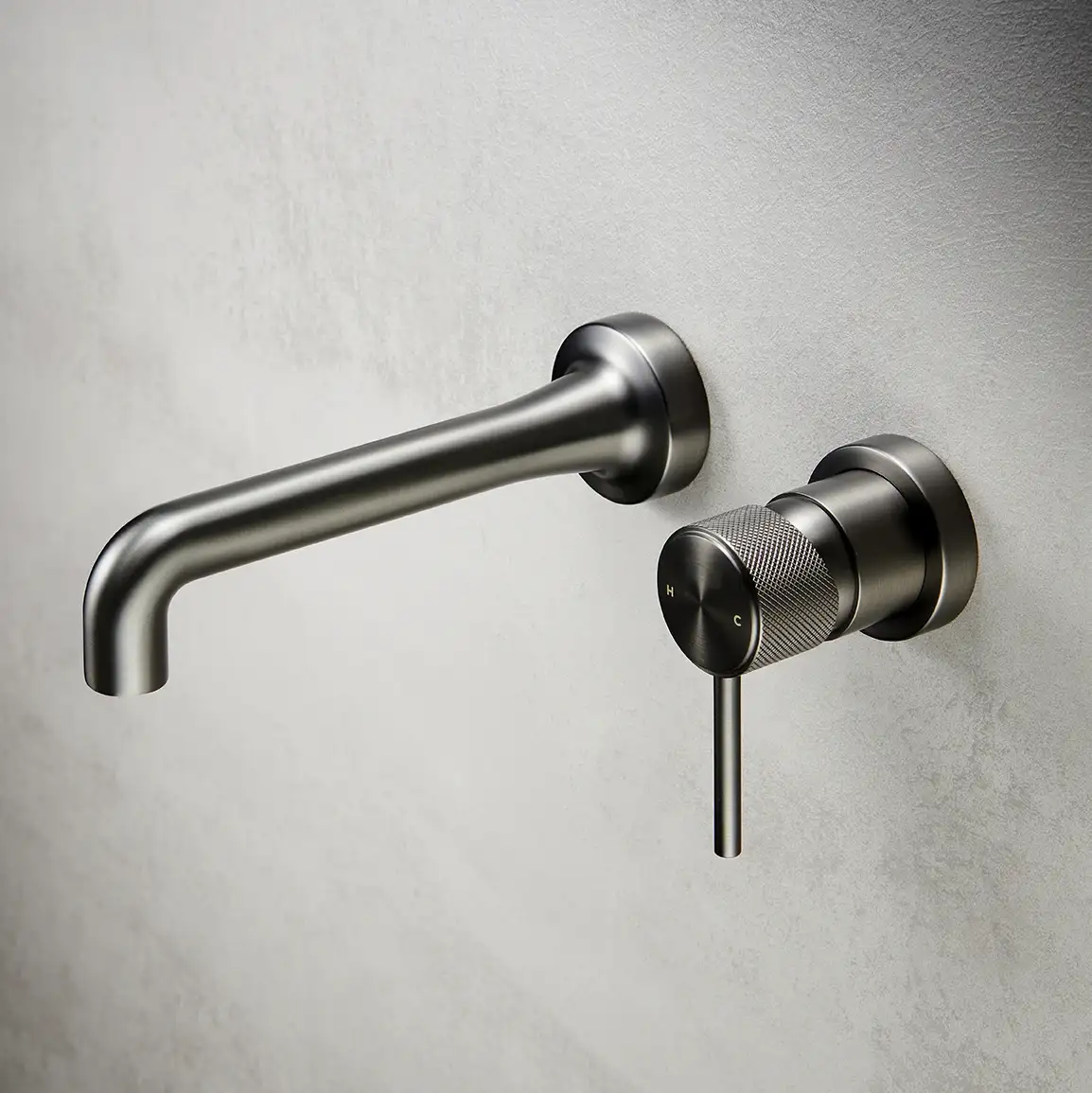 Robinet mitigeur lavabo mural encastré Gun métal, Bruma