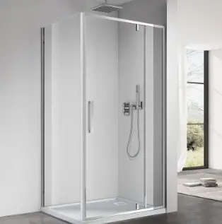 Cabine de douche pivotante + fixe, Sur mesure de 93 à 165,4 cm, Chrome, Arena 