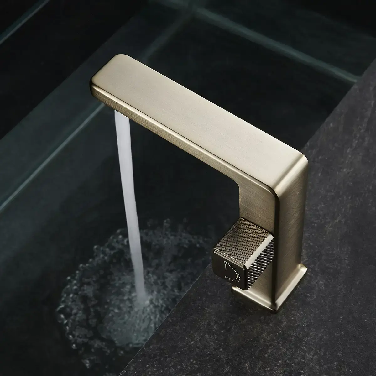 Mitigeur de lavabo manette cannelé, Champagne, Star  