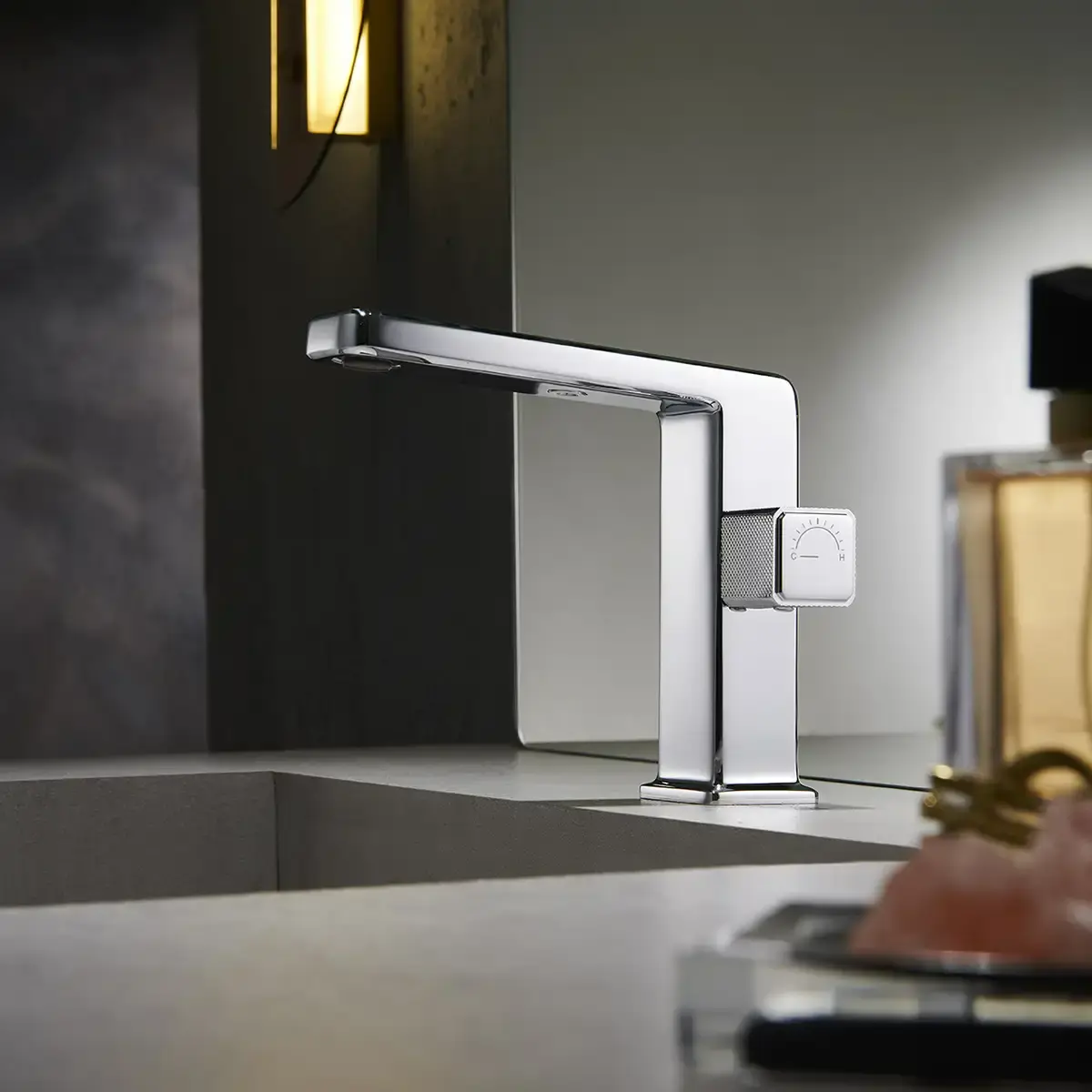 Mitigeur de lavabo manette cannelé, chromé, Star