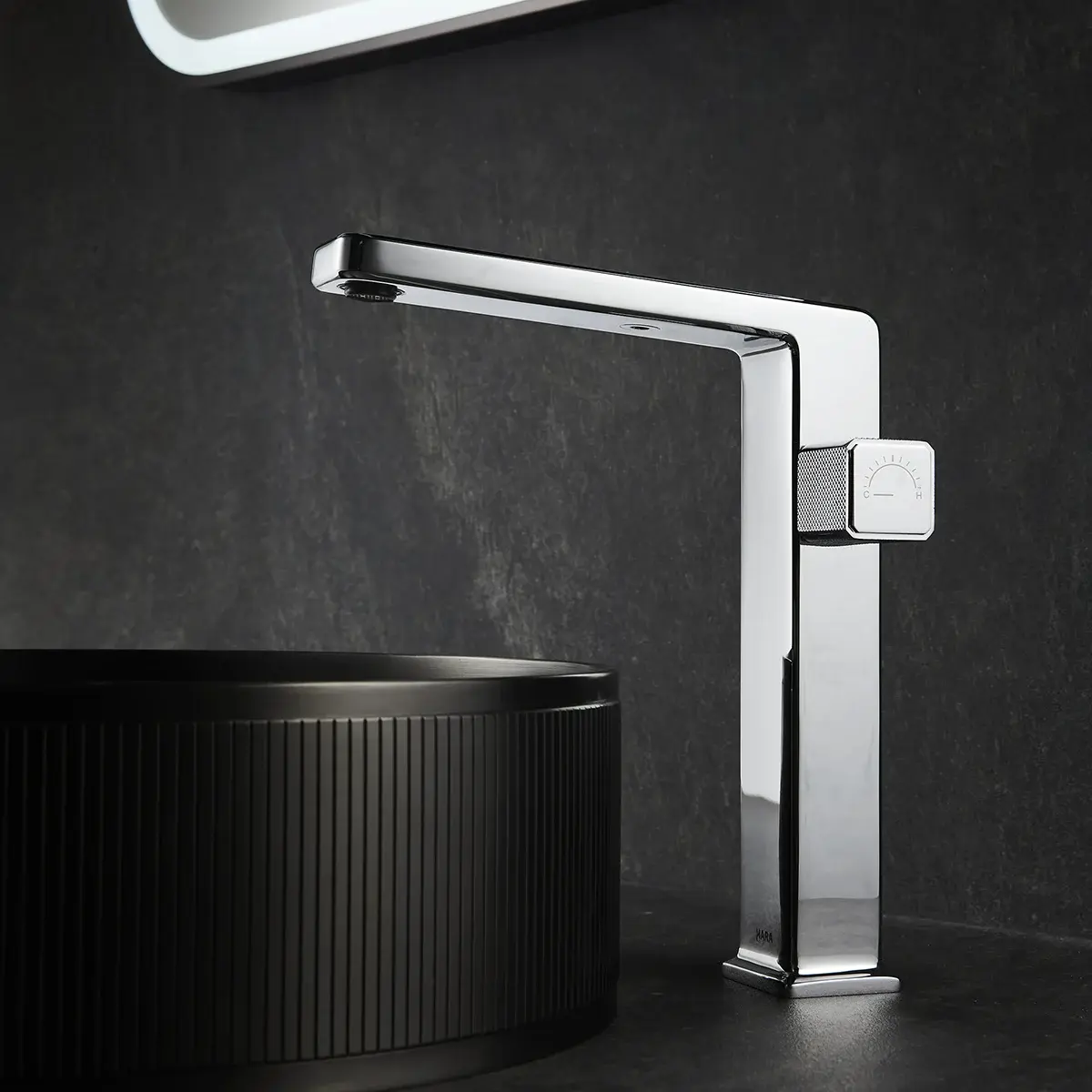 Mitigeur de lavabo manette cannelé, Surélevé, Chromé, Star 
