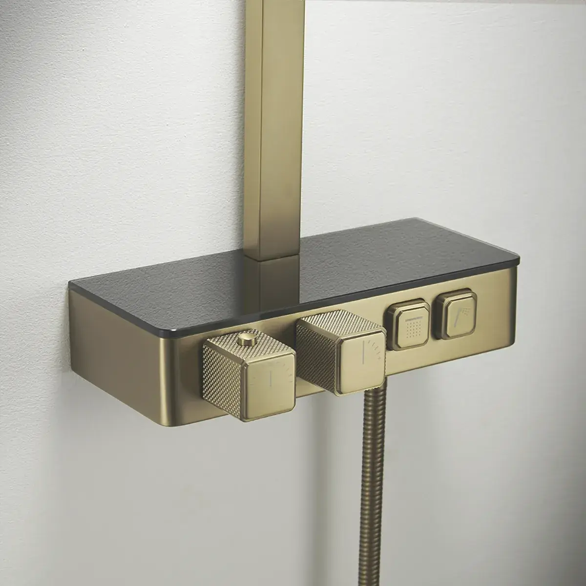 Colonne de douche thermostatique, manette cannelée, Champagne, Star 