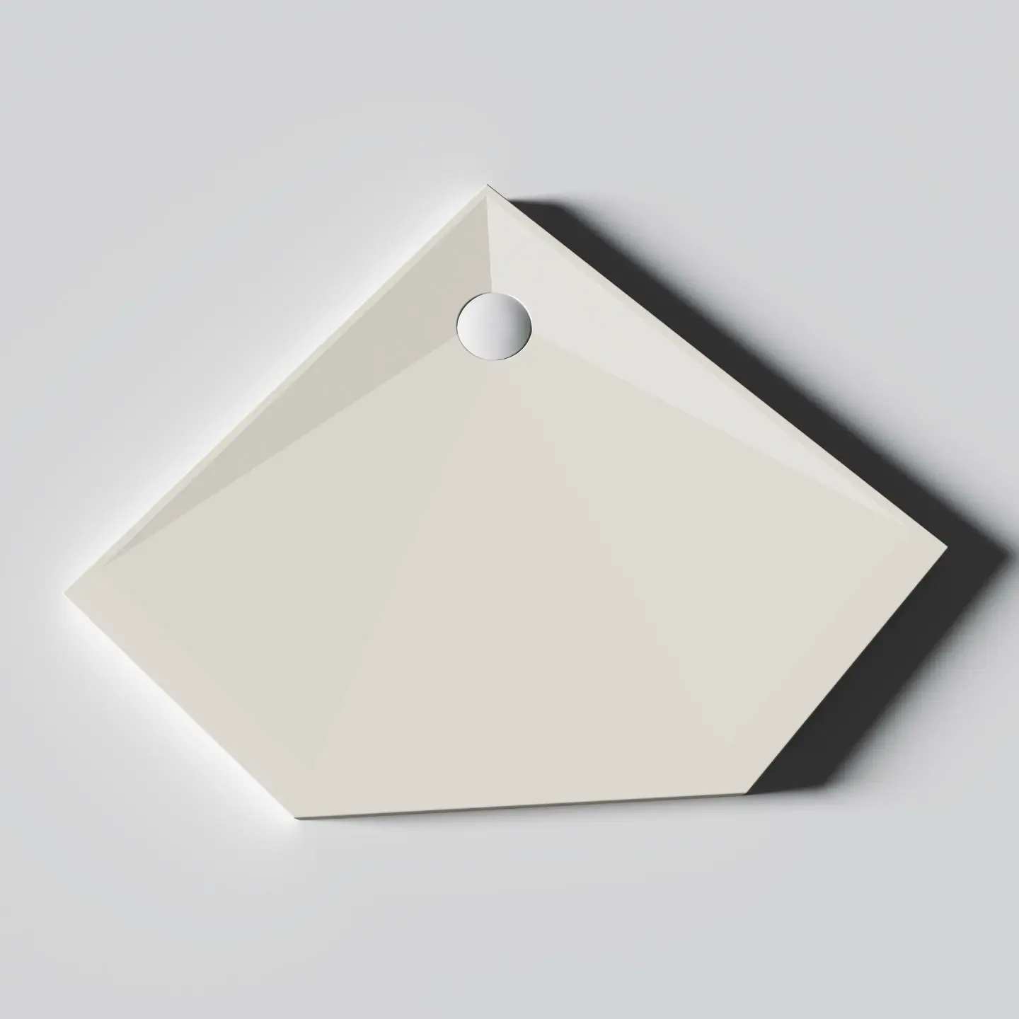 Receveur de douche Pentagonal 80 x 80, Solide Surface Blanc mat, Golfe