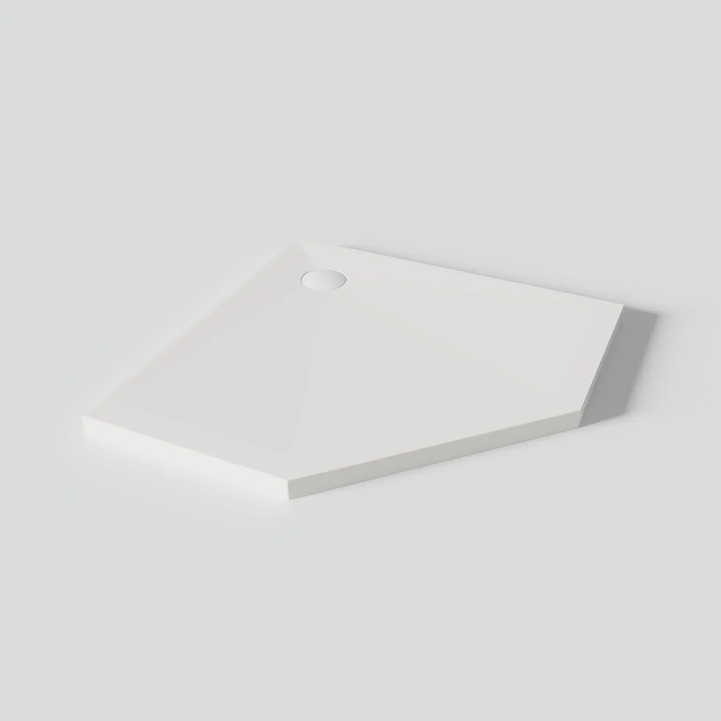 Receveur de douche pentagonal en résine minéral blanc mat 80 x 80