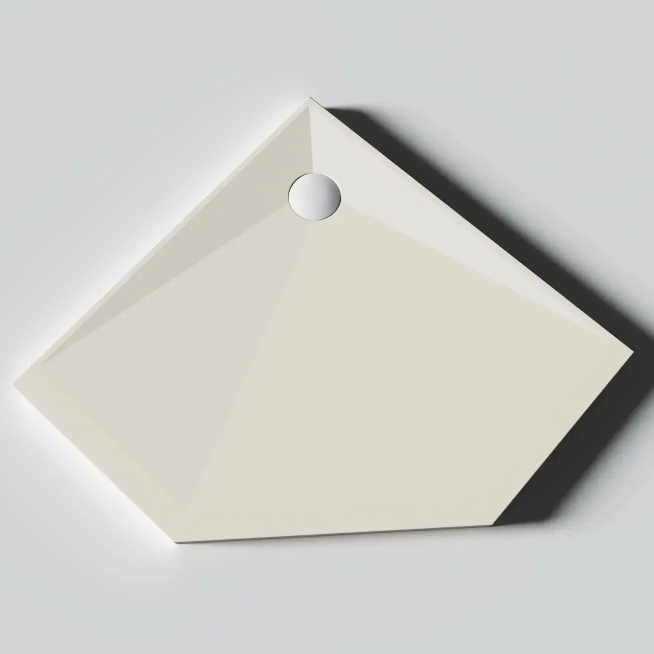 Receveur de douche Pentagonal 90 x 90, Solide Surface Blanc mat, Golfe 
