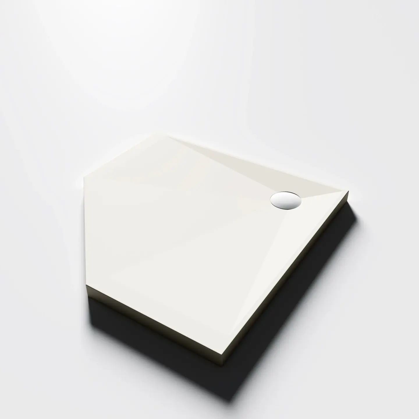 Receveur de douche Pentagonal 80 x 80, Solide Surface Blanc mat, Golfe