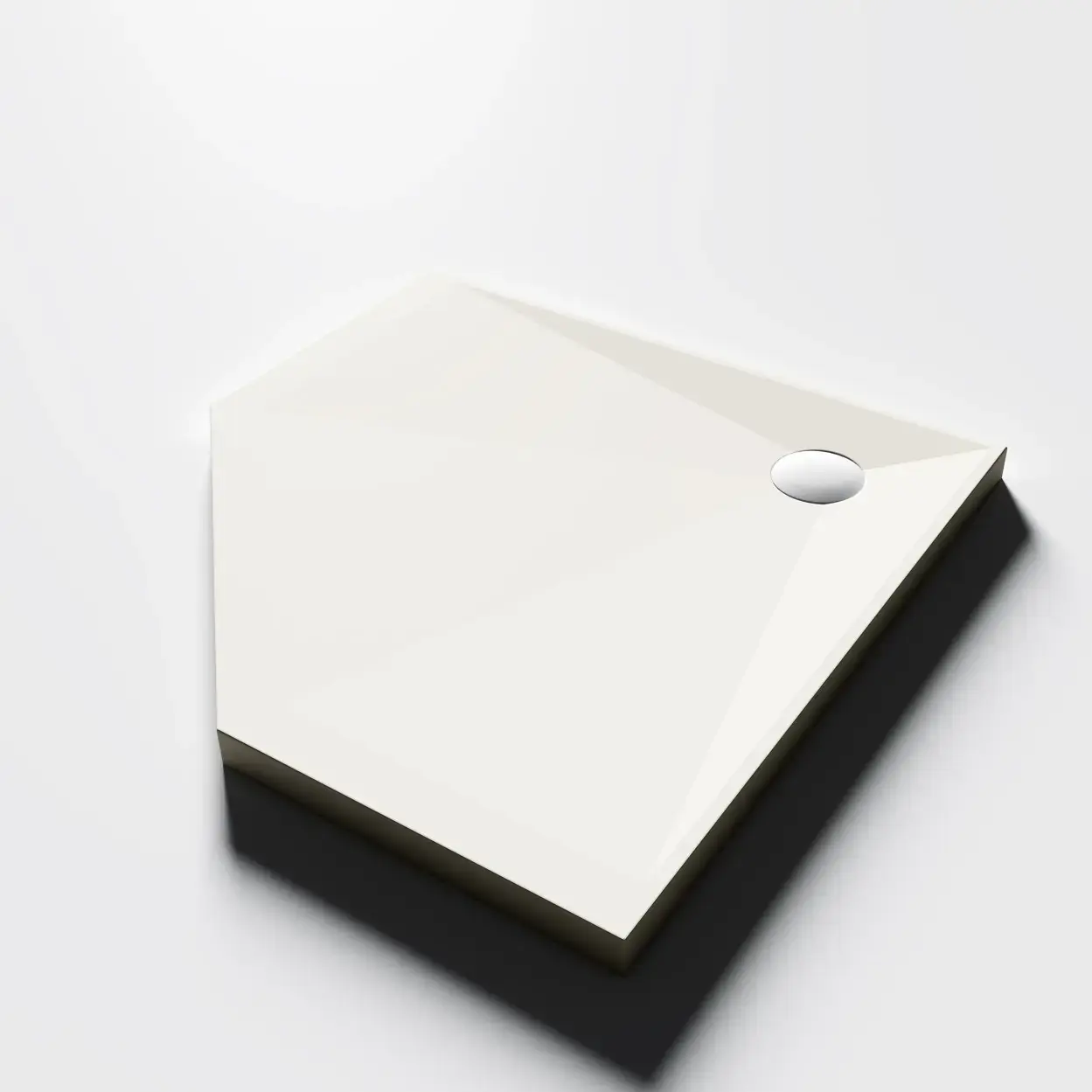 Receveur de douche Pentagonal 90 x 90, Solide Surface Blanc mat, Golfe 