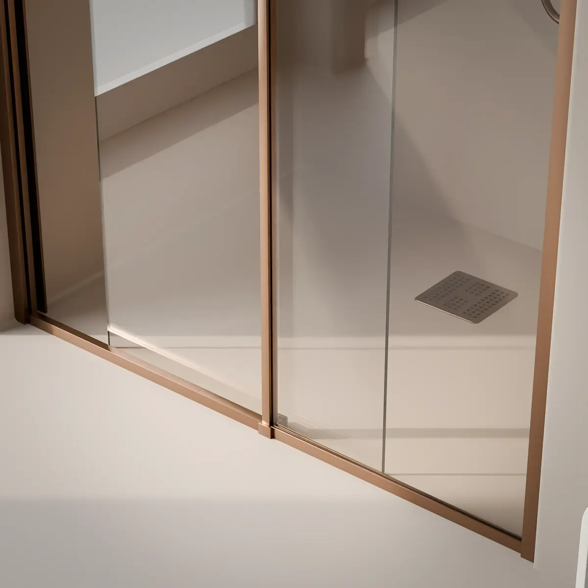 Porte de douche Coulissante de 106.8 à 168.5 cm Cuivré brossé, Paro 