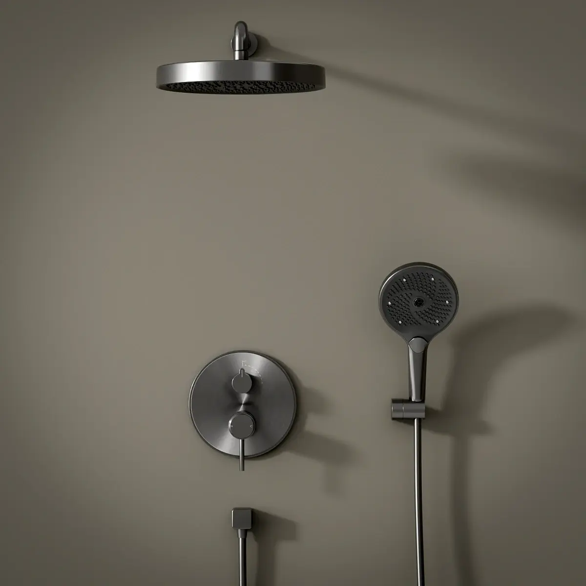 Composition mitigeur de douche encastrée, Gun métal, Bruma