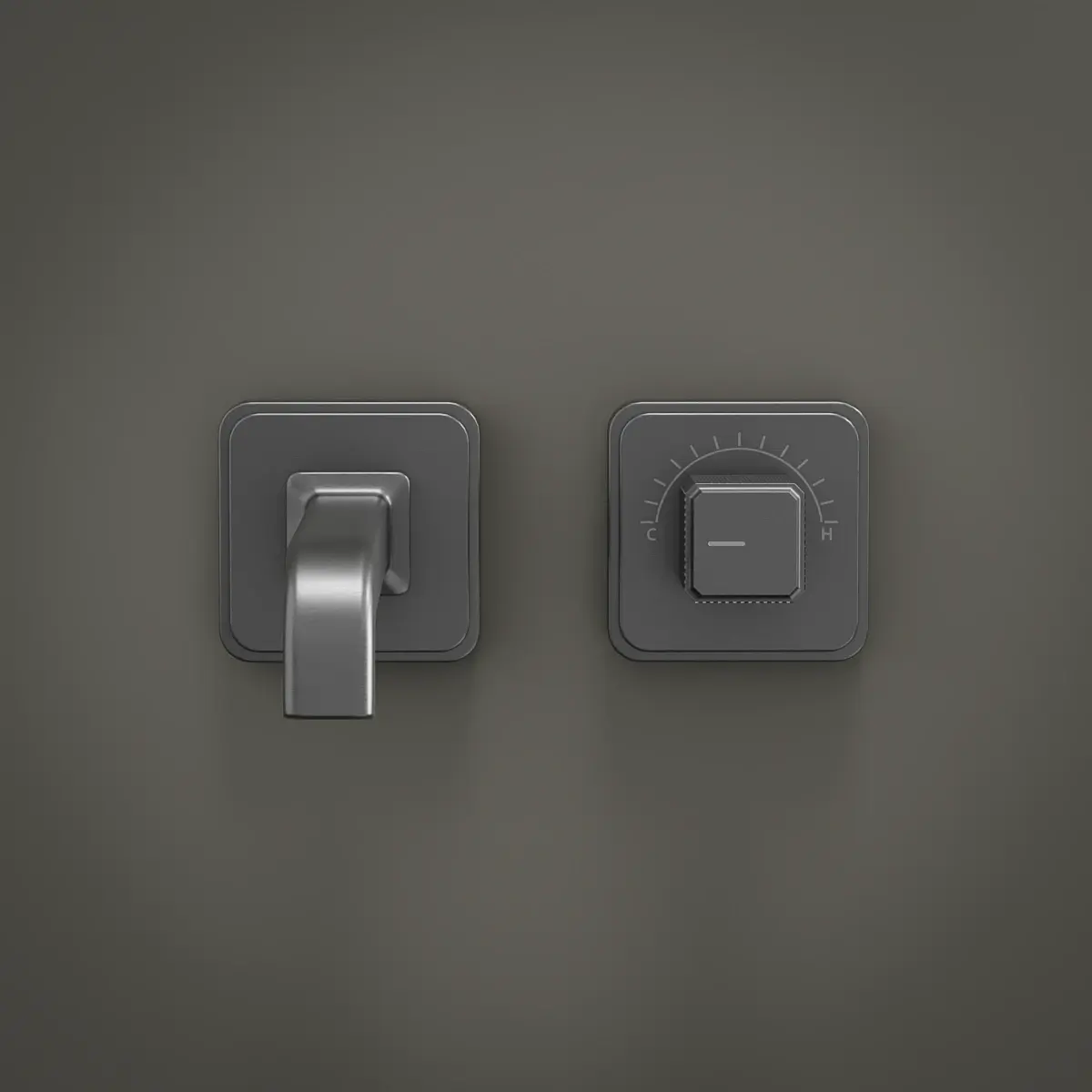 Mitigeur de lavabo encastré, manette cannelée, Gun métal, Star   