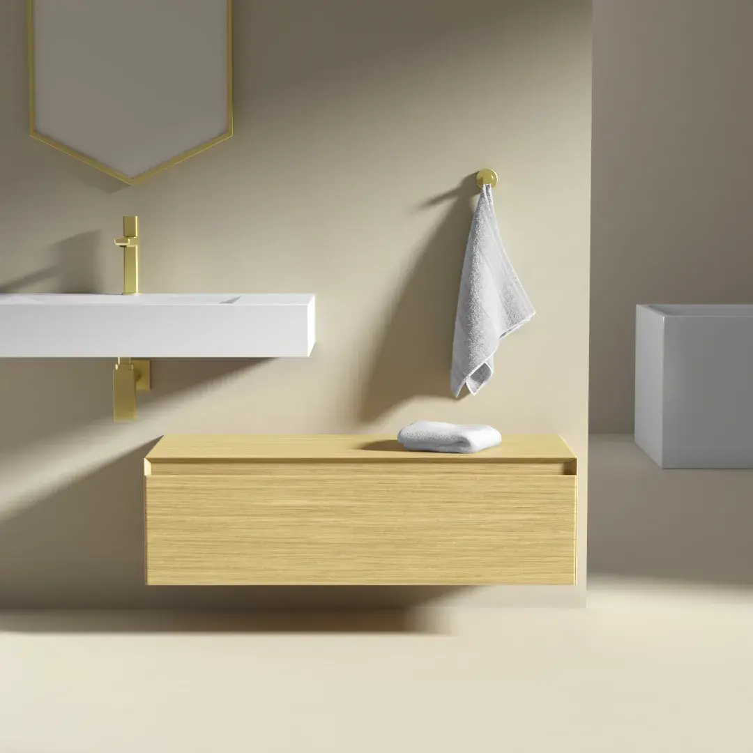 Meuble seul pour vasque ou de rangement indépendant, 100x40x30, placage chêne véritable, Aurélien 