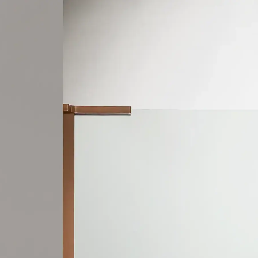 Pare bain fixe 80 cm, verre transparent, profilé doré rose brossé, Nauta