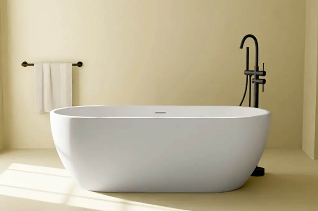 Baignoire îlot ovale en acrylique mat, 170 cm, Calipso (1).webp